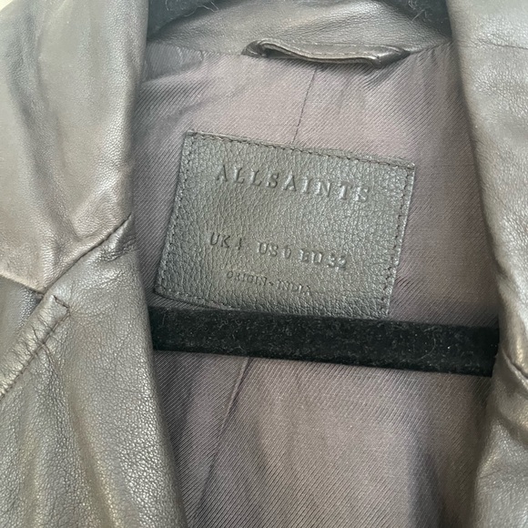AllSaints Grey Leather Jacket - Picture 4 of 6